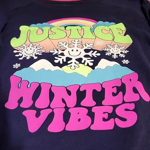 JUSTICE WINTER VIBES LONG SLEEVES TSHIRT (- NEW -) XL PLUS. - Picture 2 of 7